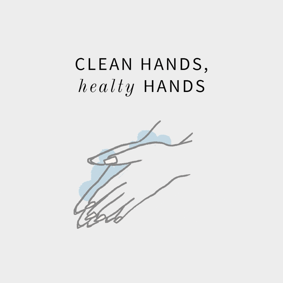 Animazione in formato quadrato che mostra due mani che creano bolle di sapone. Sopra un testo recita